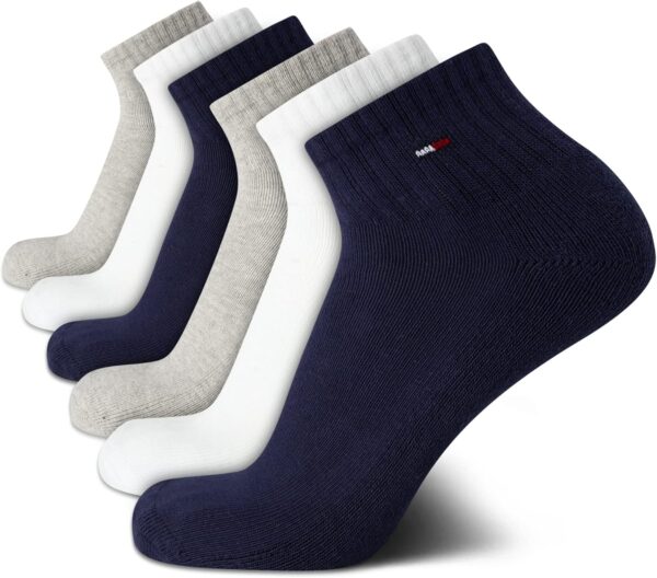 Tommy Hilfiger Men's Quarter Socks - 6 Pack Cushioned Men's Athletic Ankle Socks - Breathable Sports Socks for Men