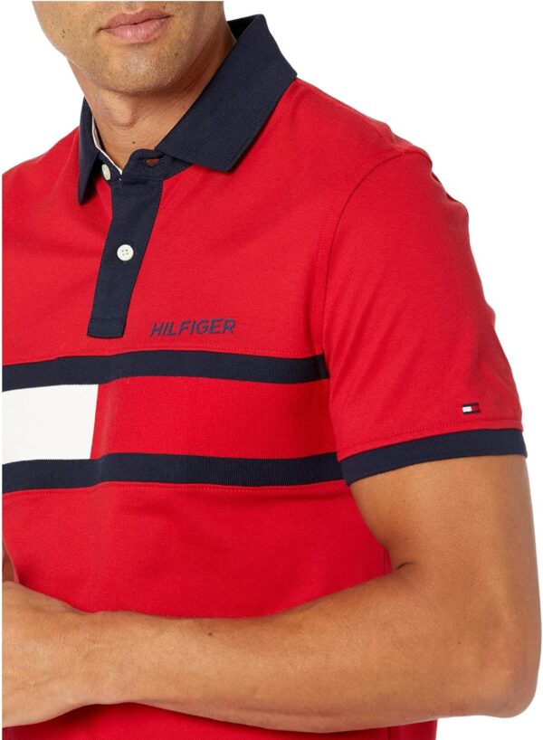 Tommy Hilfiger Men's Short Sleeve Cotton Pique Flag Polo in Regular Fit - Image 3