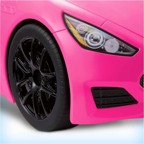 Barbie Toy Car, Bright Pink Doll-Sized Convertible with 2 Seats, Seatbelts & Rolling Wheels, Realistic Details - Image 4