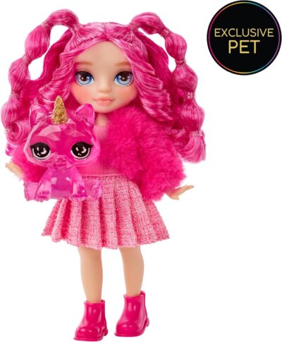 Rainbow High Littles – Magenta Monroe, Pink 5.5" Posable Small Doll with Purse, Magical Pet Kitty, Girls Toy Gift, Kids Ages 4-12 Years - Image 5