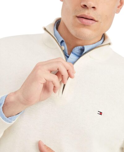 Tommy Hilfiger Men's Long Sleeve Cotton Quarter Zip Pullover Sweater - Image 2