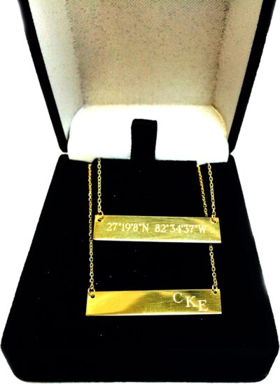 14k Gold Engravable Bar Pendant Necklace, 18" - Image 4