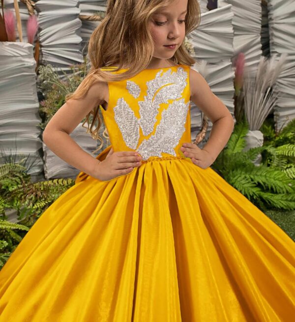 Satin Flower Girl Dress Crystals and Bow Pageant Dresses for Girls Princess Ball Gown - Image 3