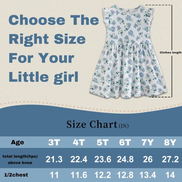 Girls Dresses,Ruffle Sleeves Dresses for Girls Cotton Casual,Back to School Outfits for Girls - Image 3