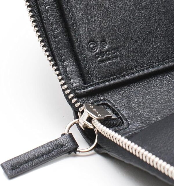 Gucci Microguccissima Signature Leather Long Zip Around Wallet, Black - Image 3