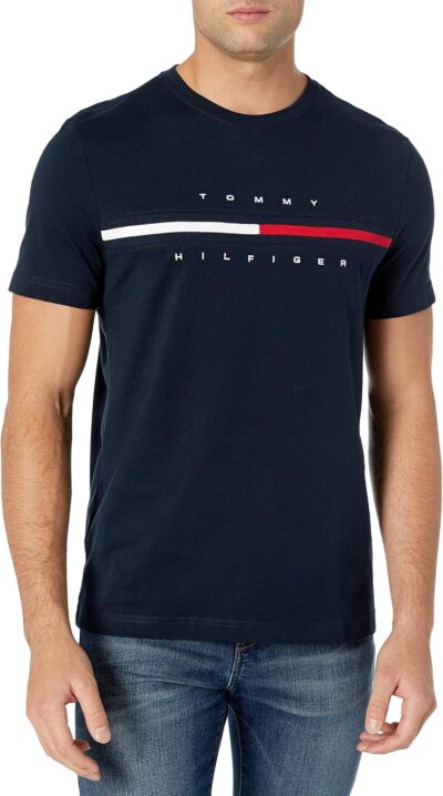 Tommy Hilfiger Men's Short Sleeve Signature Stripe Graphic T-shirt