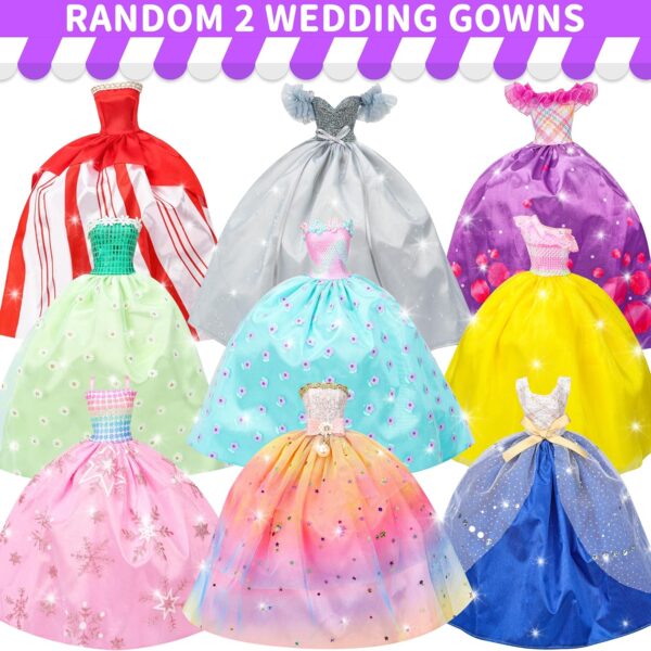 52 Pcs Doll Clothes and Accessories,2 Wedding Gowns 6 Fashion Dresses 2 Set Casual Outfits Top and Pant 2 Swimsuit,20 Hanger 10 Shoe 10 Accessories Toys for Girls Kids Birthday Gift - Image 2