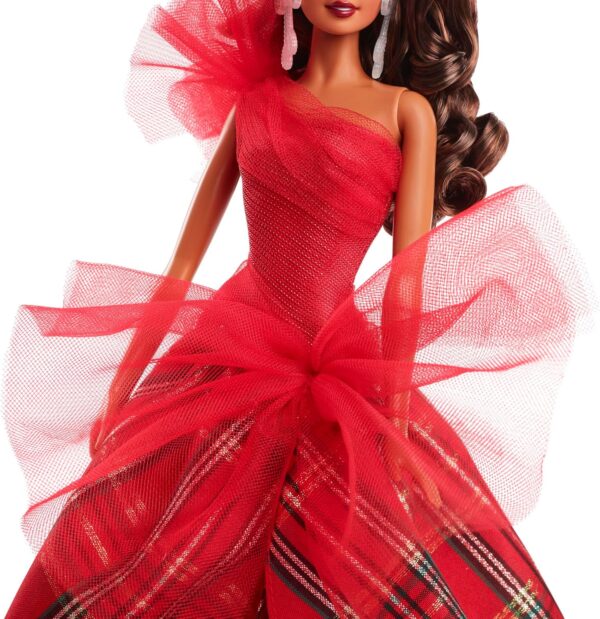 Barbie Signature 2024 Holiday Doll with Light Brown Hair in Plaid Gown, Collectible Toy in Displayable Packaging - Image 3