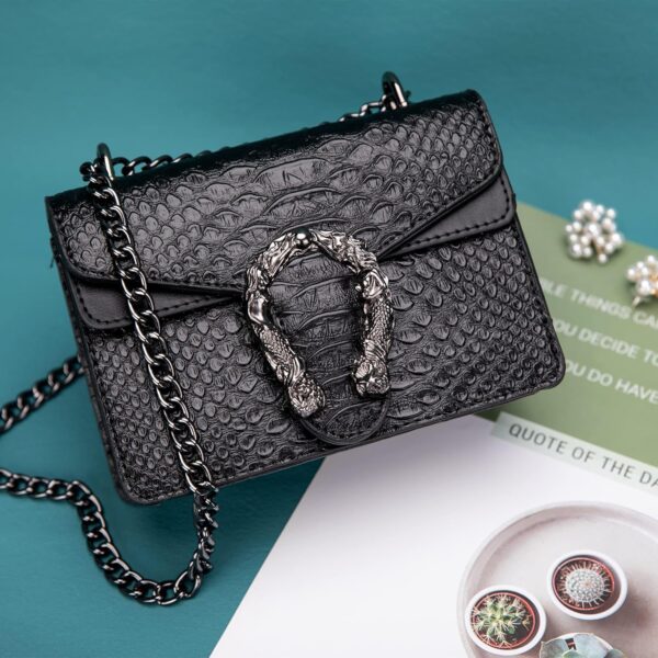 GLOD JORLEE Crossbody Shoulder Bag for Women Luxury Snake-Print Chain Strap Satchel Purse - Image 3