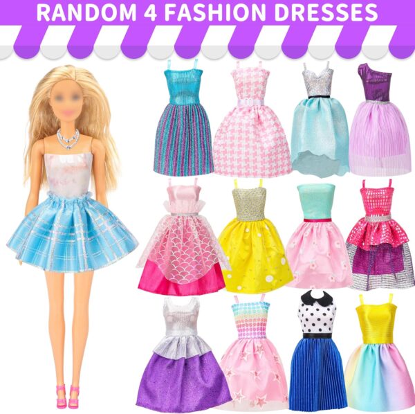 52 Pcs Doll Clothes and Accessories,2 Wedding Gowns 6 Fashion Dresses 2 Set Casual Outfits Top and Pant 2 Swimsuit,20 Hanger 10 Shoe 10 Accessories Toys for Girls Kids Birthday Gift - Image 3