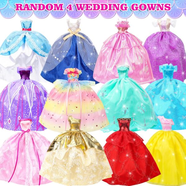 50 Pack Doll Clothes and Accessories, 4 Wedding Gowns 2 Evening Dresses 6 Fashion Dresses 6 Set Casual Outfits Top and Pant 2 Swimsuit Bikini, 20 Hanger 10 Shoe Toys for Girl Birthday Gift - Image 2