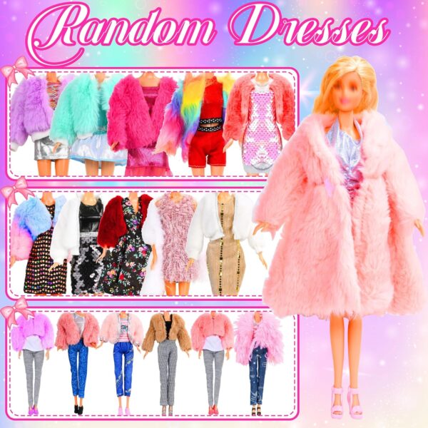 28Pcs Doll Clothes and Accessories, Including Winter Coats, Jackets, Fashion Dresses, Tops and Pants, Shoes for 11-12 Inch Dolls, Dress up Toys Xmas Stocking Stuffers for Girls - Image 3