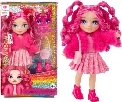 Rainbow High Littles – Magenta Monroe, Pink 5.5" Posable Small Doll with Purse, Magical Pet Kitty, Girls Toy Gift, Kids Ages 4-12 Years