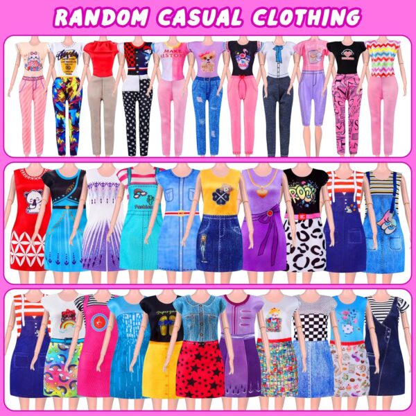 342 Pcs Doll Clothes and Accessories with Doll, Princess Gowns, Fashion Dresses, Top, Pants, Swimsuits, Shoes, Hangers and Other Accessories, Doll Playset Dress up Toy for Girls Toddlers Gift Toys - Image 5