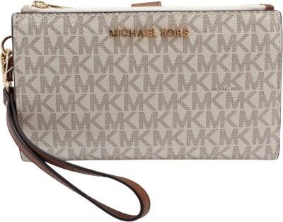 Michael Kors Jet Set Travel Signature Logo Double Zip Smartphone Wallet