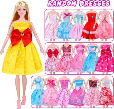 342 Pcs Doll Clothes & Accessories Set - Princess Gowns, Dresses, Shoes & More! - Image 4