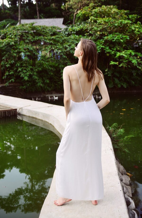 Silk Dress Maxi - Silk Nightgown - Beach Wedding Slip - Backless Silk Gown - Gift For Bride - Image 3