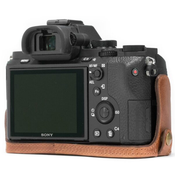 Fine Leather Camera Half Case Compatible with Sony Alpha A7S II, Sony Alpha A7R II, Sony Alpha A7 II - Black / Brown, Handcrafted - Image 3