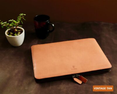 Handmade Leather Laptop Sleeve Case with document holder pocket for MacBook, HP, Lenovo, DELL, ASUS - 12 Inch, 13 Inch, 14 Inch, 15 16 17 - Image 2