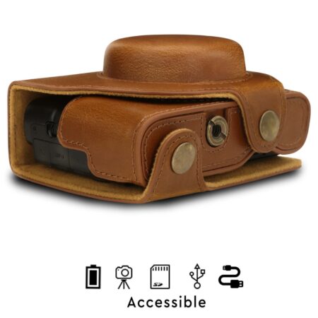 Leather Camera Case & Strap compatible with Sony Cyber-shot DSC-RX100 VII - Image 2