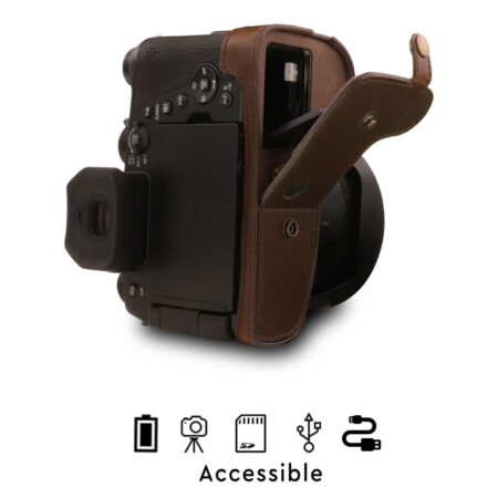 Leather Camera Case compatible with Leica V-Lux 5, Panasonic Lumix DC-FZ1000 II - Image 2