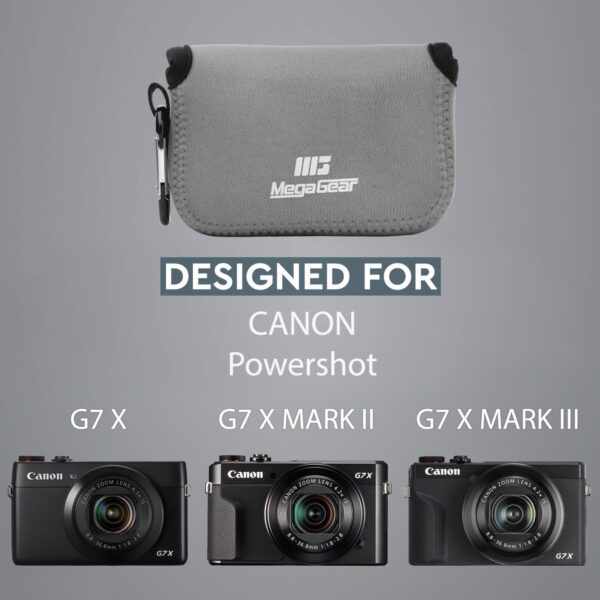 Canon PowerShot G7 X Mark III, G7 X Mark II, G7 X Neoprene Camera Case, Water Resistant Carabiner Included Camera Bag, Soft Camera Cover - Image 5