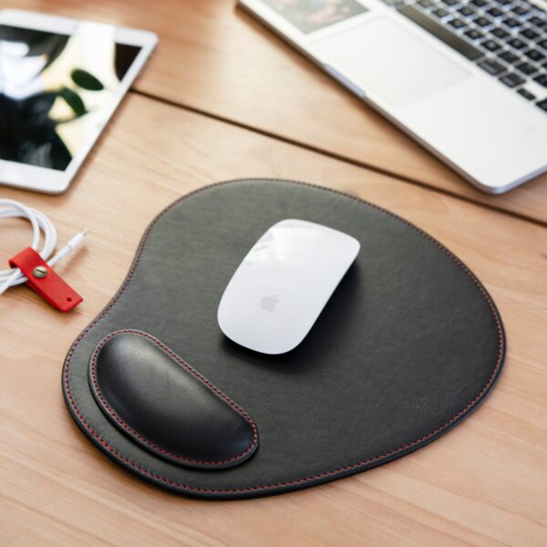 Personalized Leather Mouse Pad with Wrist Rest, Hand Crafted Oval Computer Mouse Pad, Desk Laptop Mouse Pad, Office Ergonomic Mouse Pad - Image 3