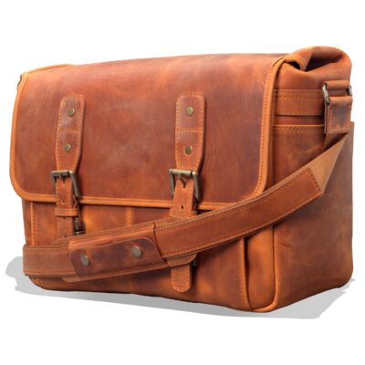 Torres Pro 16" Leather Laptop Bag for Men - Vintage Camera Messenger Briefcase - Image 2