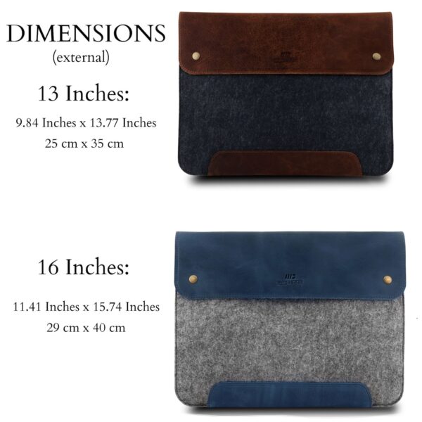 Personalized Fine Leather and Fleece Sleeve Bag for MacBook Pro and Air, 16 Inch, 15 Inch, 14" & 13.3 Inch, MacBook Case, iPad Pro 12.9‑inch - Image 4