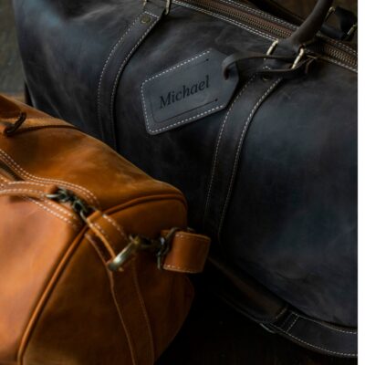 Personalized Leather Weekender Bag - Handcrafted Top Grain Duffel - Retro Travel Bag with Strap & Pocket - Image 3