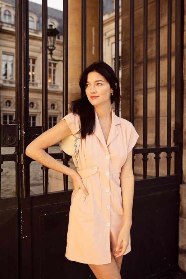 Pink Dress Linen - Mini Dress - Parisian Style - Image 2