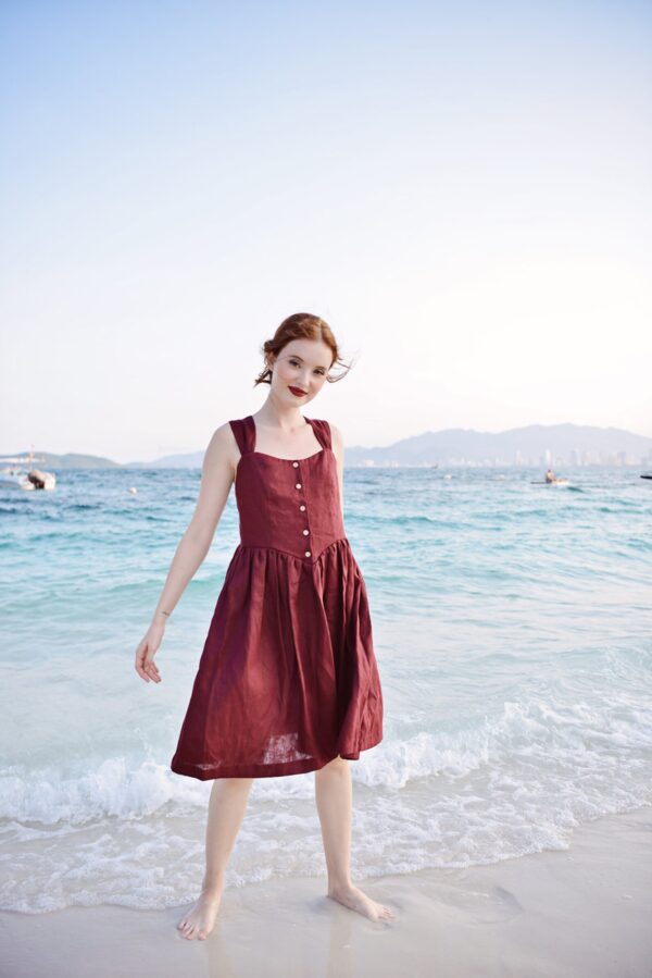 Linen Pinafore Dress - Flax Dress - Linen Apron Dress - Image 2