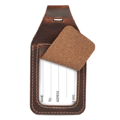 Personalized Top Grain Leather Luggage Tag with Airtag Slot, Name Engraved Travel Bag ID Tag, Custom Backpack Tag, Retro Style - Image 5