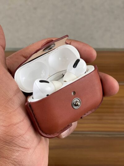 Handmade Leather AirPods Case - Vintage Tan, Full Grain Protective Cover - Image 4