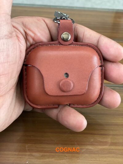 Handmade Leather AirPods Case - Vintage Tan, Full Grain Protective Cover - Image 3