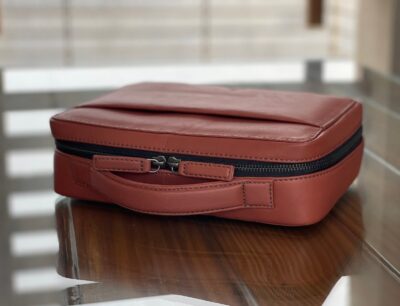 Handmade Leather Tech Organiser, Gadget Organiser - Cognac Color - Image 2