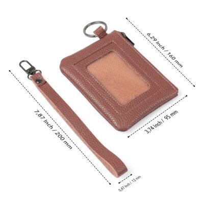 Handcrafted Lanyard Keychain ID Wallet, Top Grain Leather Zippered ID Wallet with Wrist Strap, Unisex Keychain Wallet and ID Card Holder - Image 3