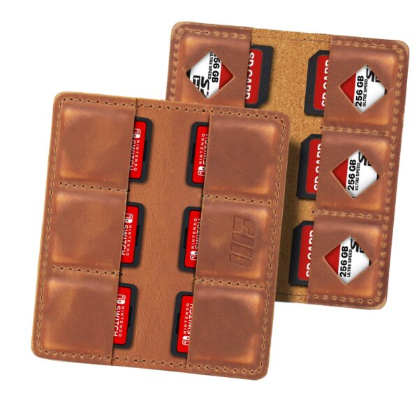 Personalized Leather SD Card Holder with 12 Card Slots, Leather SD Card Case for Nintendo Switch Games, Minimalist Design Memory Card Caddy - Image 3