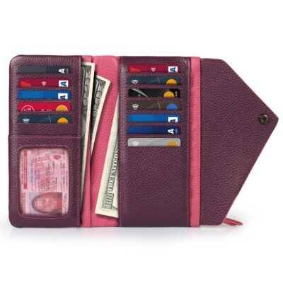 Hand Crafted Top Grain Leather Cash Envelope Wallet, RFID Blocking Checkbook Wallet, Unisex Credit Card Wallet with Phone Compatible Slots - Image 3