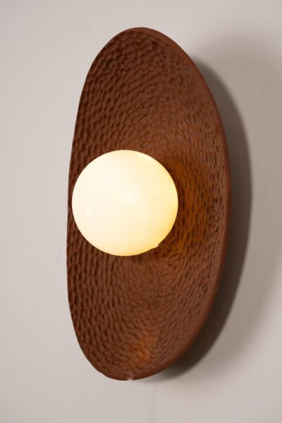 11" Terracota Natural Textured Amorphous LED Wall Lamp, Christmas Gift, Bohemian Design Wall Lamp - Image 4