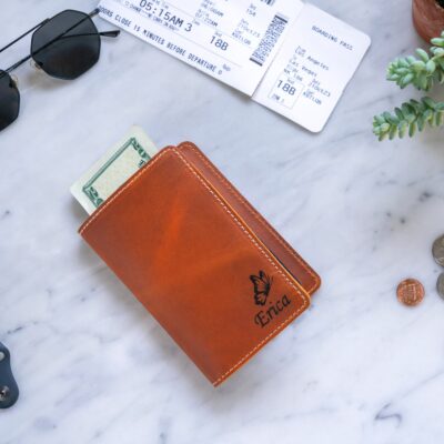 Personalized Leather Passport Holder - Custom Engraved Travel Wallet - Genuine Leather Passport Cover - RFID Blocking Option - Image 3