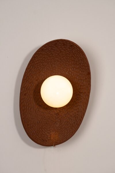 11" Terracota Natural Textured Amorphous LED Wall Lamp, Christmas Gift, Bohemian Design Wall Lamp - Image 3