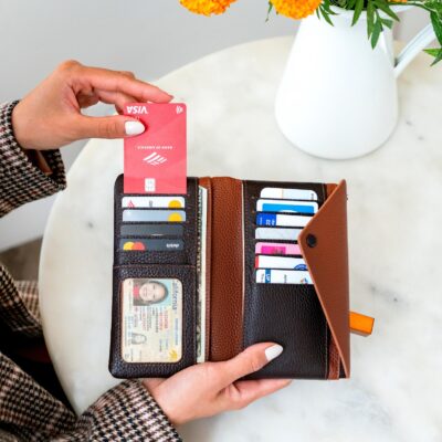 Hand Crafted Top Grain Leather Cash Envelope Wallet, RFID Blocking Checkbook Wallet, Unisex Credit Card Wallet with Phone Compatible Slots - Image 2