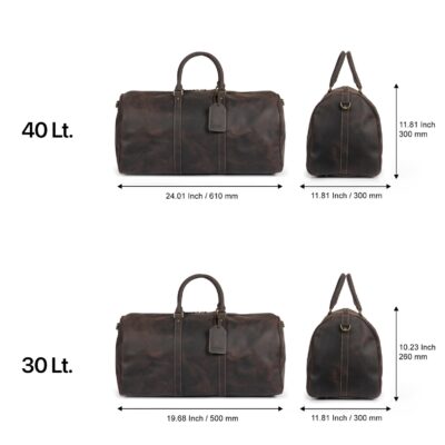 Personalized Leather Weekender Bag - Handcrafted Top Grain Duffel - Retro Travel Bag with Strap & Pocket - Image 6