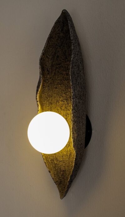 Ceramic Handmade Stone Look Oval Amorphous Wall Sconce, Wabi Sabi Wall Light - Image 4