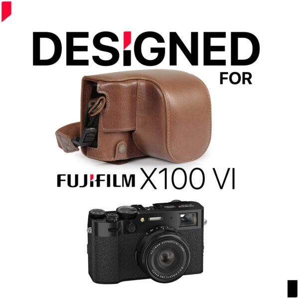 Fujifilm X100VI Fine Leather Camera Case & Strap, Protective Leather Camera Shell, Handmade Leather Camera Bag, Black - Brown - Image 6