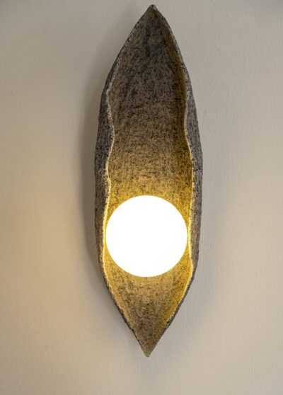 Ceramic Handmade Stone Look Oval Amorphous Wall Sconce, Wabi Sabi Wall Light - Image 3