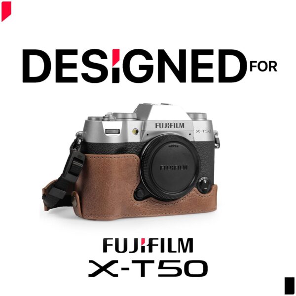 Fujifilm X-T50 Leather Camera Case and Strap, Vintage DSLR Camera Case with Battery Access, Retro Camera Cover, Leather Camera Bag - Image 5