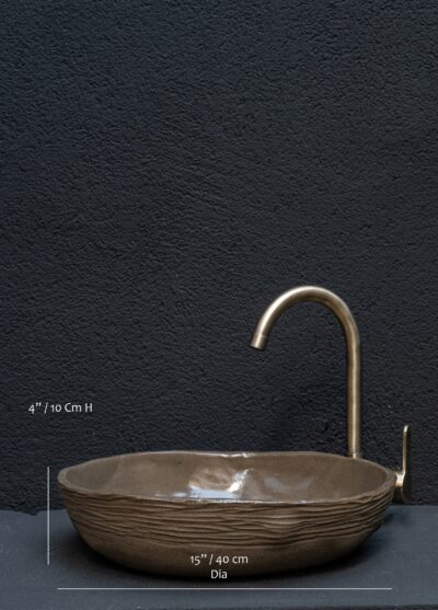 Wabi Sabi Brown Handmade Ceramic Washbasin, Natural Textured Washbasin, Farmhouse Sink - Image 3