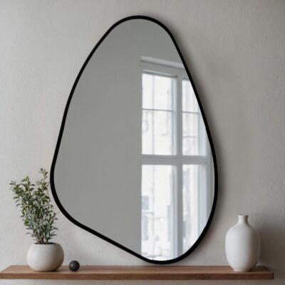 Modern Asymmetrical Black Framed Mirror, Irregular Wall Mirror, Unique Home Decor, Entryway Decor, Christmas Decor, Wall Hangings - Image 2